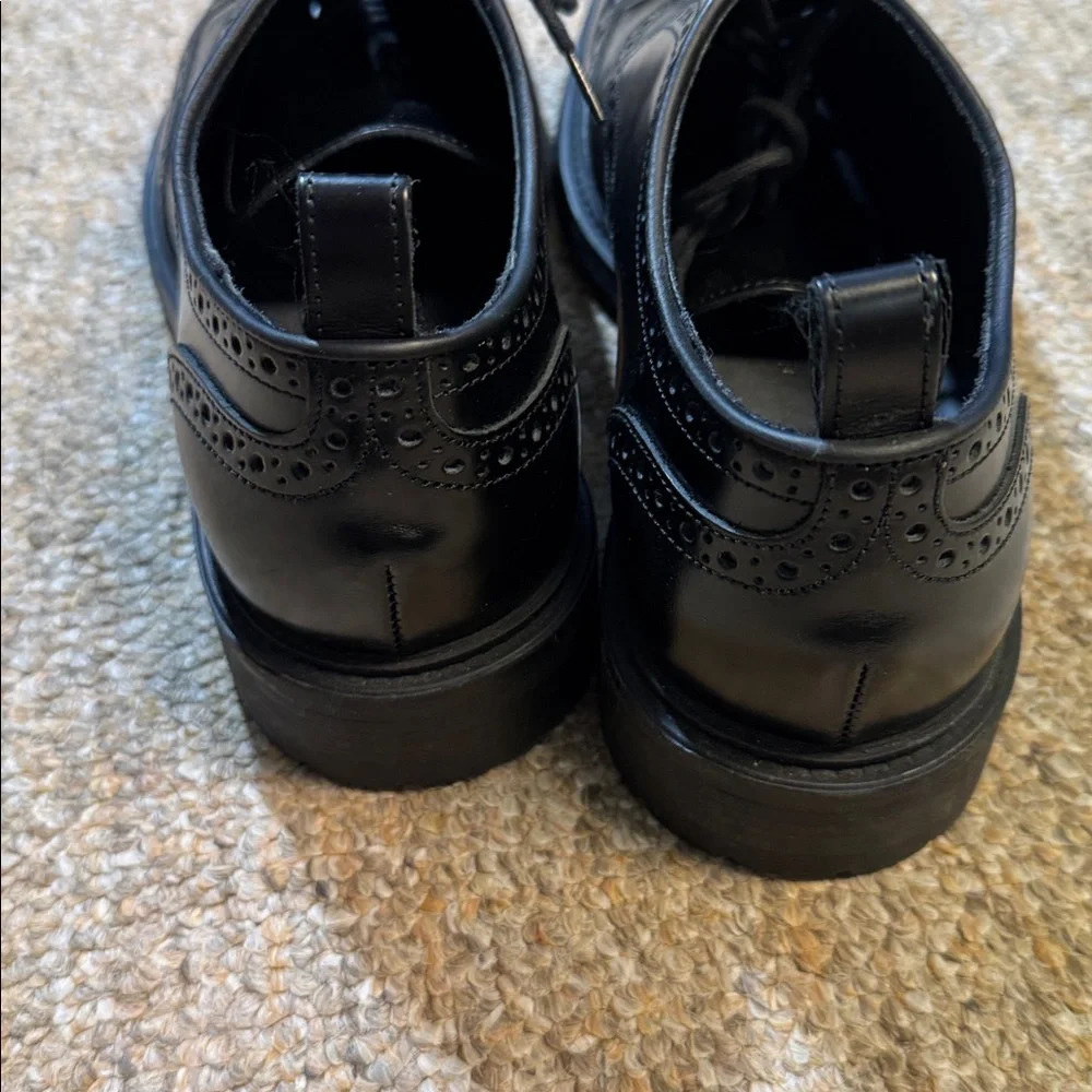 Reiss mens 10 black stepney leather high shine brogues wingtip oxford shoes NWOB